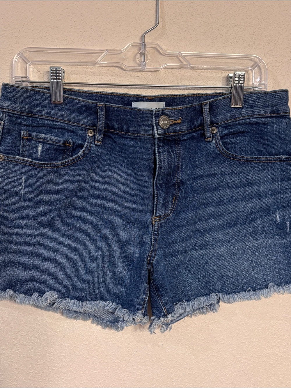 LOFT Blue Denim Jean Shorts with Raw Hem SZ 28 / 6